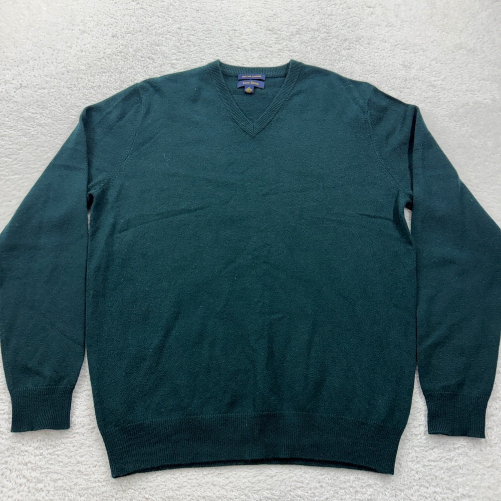 Club Room Mens Dark Green V‎ Neck 100% Fine Cashmere Sweater Size S